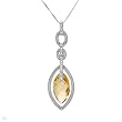 Necklace With 3.55ctw Precious Stones - Genuine Citrine and Clean Diamonds Made in White Gold Length 18in
