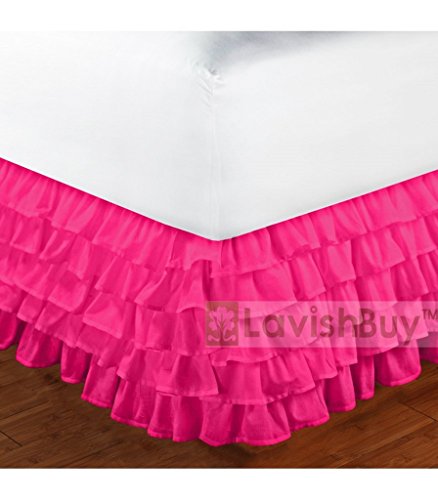 Sona Bedding Solutions Egyptian cotton multi ruffel 15" deep pocket 600TC Solid ( ShortQueen ,hot pink )