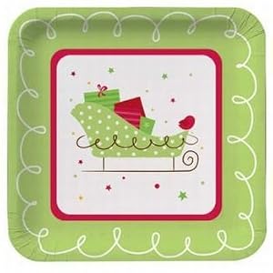 Holiday Chic Christmas Sled Paper plates