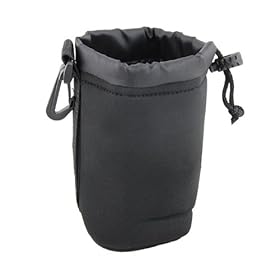 Ebest - Black Neoprene Camera Lens Bag Soft Pouch Case for DSLR SLR Lens Size M