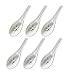 Happy Sales Melamine Soba, Rice Spoons, Asian Chinese Won Ton Soup Spoon, 6 Pack Blue Bamboo Design
