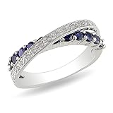 Sterling Silver 7/8 CT TGW Created Sapphire 1/10 CT TDW Diamond Fashion Ring (G-H, I3)