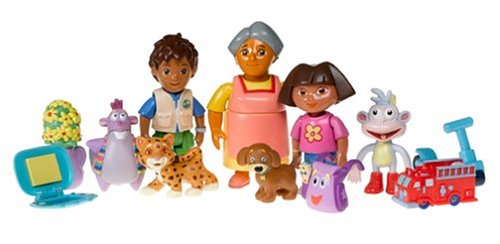 Dora Explorer Gift Set: Dora's Talking Doll House Figures - Dora, Backpack, Puppy, Diego w/Jaguar, Abuela, Tico, Boots