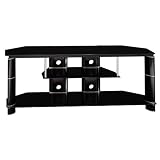Bush Furniture Segments Large Swivel TV Stand, Gloss Black/Bright Silver