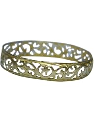 14k Gold Plated Bangle Moroccan Filigree Vintage Cuff Bracelet Morocco - Nickel Free
