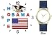 Obama - Hope - US Flag and Bald Eagle Seal - President Barack Obama Commemorative - WATCHBUDDY&reg; DELUXE TWO-TONE THEME WATCH - Arabic Numbers - Blue Leather Strap-Size-Large ( Men's Size or Jumbo Women's Size )