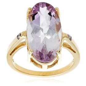 10k Yellow Gold Pink Amethyst Ring, Size 8 by
