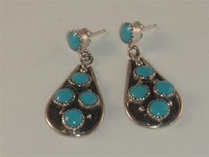 Sleeping Beauty Turquoise Sterling Silver Shamrock Post Earrings - ER-0087