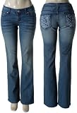 BISOU DEVE Rhinestone Distressed Bootleg Jeans