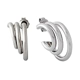 1/2 Inch Sterling Silver Tri-Huggie Earrings