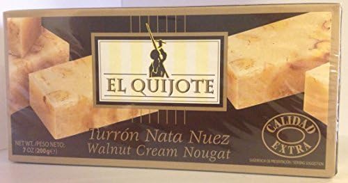 El Quijote Turron Nata Nuez/ Wallnut Cream Nougat. 7 Oz. (Paquete De 1 / Pack of 1)