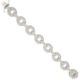 18k White Gold Diamond Link Bracelet (9.89 cttw, G-H Color, I1 Clarity), 7.25 by