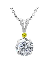 1.02 Ct Round H/I Diamond Canary Diamond 14K White Gold Pendant