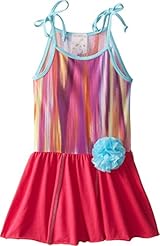 Girls Applique Tiered Tie Dye Print Cotton/Polyester  Dress
