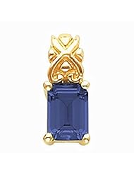 10K Yellow Gold Emerald Cut Tanzanite Pendant -- LIFETIME WARRANTY