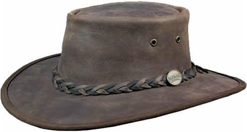 Barmah Squashy Bronco Australian Leather Hat, Small, Brown