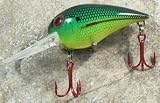 JLVLures Shallow Crankbait Green Sunfish : Diver Lures JLV Freshwater Smallmouth Steelhead Pike Salmon Trout Perch Whiper Mid Depth Walleye Casting Bass Hook Treble Red Boat Dock Brook Bay Fatty Stump River Trolling Weed Surface Topwater Shad