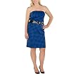 Limited Edition Plus Belted Houndstooth Strapless Dress - Blue/Black