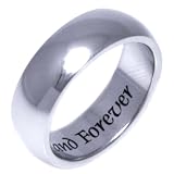 LOVE NOW AND FOREVER - High quality etched stainless steel ring. Hypo-allergenic. Inspirational Relationship Jewelry Wedding Band / Wedding Ring / Promise Ring. SIZE 6