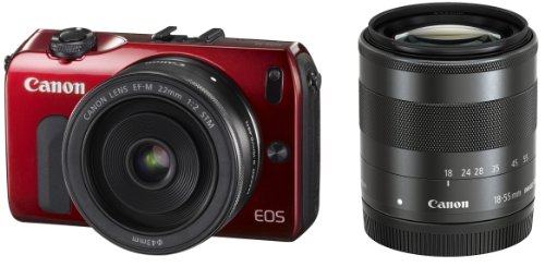Canon ミラーレス一眼カメラ EOS M ダブルレンズキット EF-M18-55mm F3.5-5.6 IS STM/EF-M22mm F2 STM付属 レッド EOSMRE-WLK