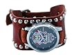 Nemesis # BSD925S Women's Brown Wide Leather Band With Tatto Skull Watch