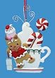 5" Gingerbread Kisses Boy Cookie with Tea Cup Christmas Ornament