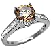 2.01ct Fancy Brown Champagne Round Diamond Engagement Ring 18k White Gold (Sizes 5 - 8 Available)