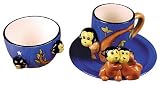 ZooBuds Hand Painted 3-Piece Monkeys Design Breakfast Set