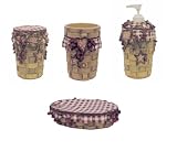 Expressions Linda Spivey Hearts & Stars 4-Piece Set with Toothbrush Holder, Lotion Pump, Soap Dish & Tumbler