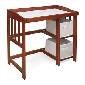 Badger Basket Changing Table with Desk - Cherry