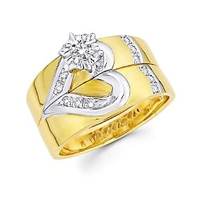 Size- 4 - .19ct Diamond 14k Gold Heart Engagement Wedding Two Ring Set (G-H Color, SI2 Clarity)