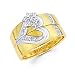 Size- 10.5 - .19ct Diamond 14k Gold Heart Engagement Wedding Two Ring Set (G-H Color, I1 Clarity)