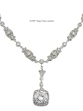 Cubic Zirconia Necklaces - Sterling Silver Antique Inspired Filigree CZ Necklace