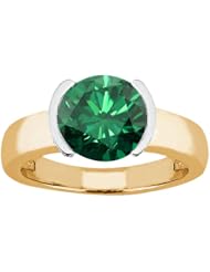 2.20 Ct Round Green SI1/SI2 Diamond 14K Yellow Gold Ring