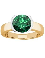 2.20 Ct Round Green SI1/SI2 Diamond 18K Yellow Gold Ring