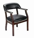 Boss Captain&iquest;s Guest Arm Chair Without Casters, Black Vinyl