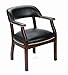 Boss Captain's Guest Arm Chair Without Casters, Black Vinyl