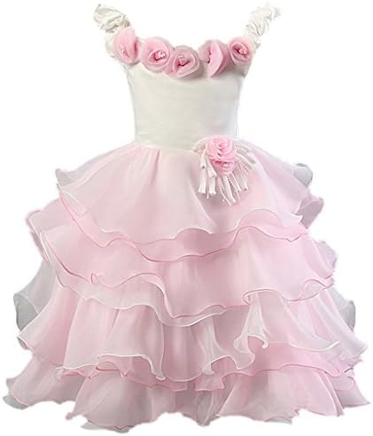 Reutry Kids Girls Ruffled Princess Dresses Party Gown (130, Color 1)