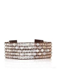 CHAN LUU Red Aventurine Mix Cuff Bracelet on Brown Leather