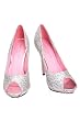 Leg Avenue Silver Glitter Peep Toe Heels