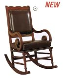 Coaster Traditional Rocking Chair, Nailhead Trim Style Bycast Leather