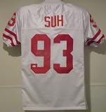 Ndamukong Suh Autographed/Hand Signed Nebraska Cornhuskers White Jersey w/''Blackshirts''