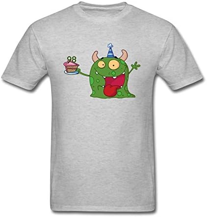 Mantuoluo Men's Monster-with-98-Year-Old-Birthday-Cake T-shirt Grey M