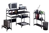 Metal Desk With Bookcase In Black and Pewter Finish By Ameriwod Furniture