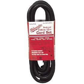 Milwaukee 48-76-5010 Quik-Lok 48-76-5010 10-Foot 2 Wire Double Insulated Cord