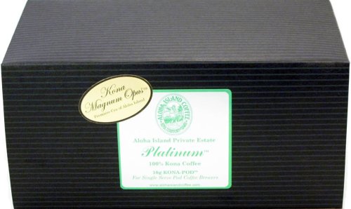 Aloha Island Coffee KONA-PODS - Platinum, Premiere Kona Magnum Opus, 10 Gr 100% Pure Kona... by Aloha Island Coffee Company