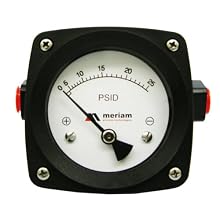 Meriam 200 Aluminum Piston Gauge with Buna-N Seal, 0-25 psid Range, 4.5" Dial, +/- 2% Accuracy, 1/4" NPT Female Connection