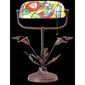 Table Lights Antique Solid Brass, Table Lamp Tiffany Style 9 3/4 H x 7 1/4 W