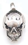 FLYING HEADLESS Flames SKULL Pewter PENDANT Necklace