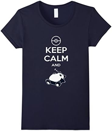 Women's Keep Calm And Zzz Poke Snorlax T-Shirt Small Navy